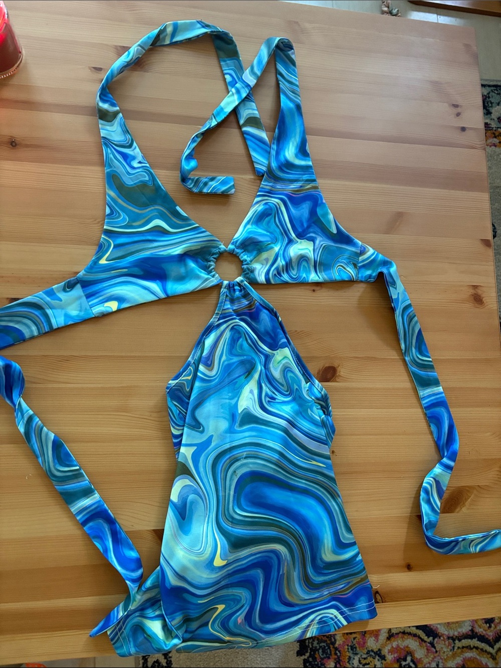 Marble tie up mini dress with cutouts